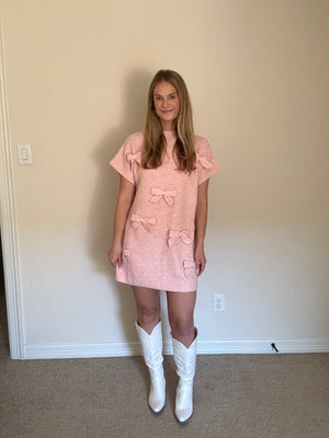 Pink Bow Sweater Dress