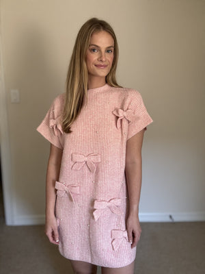 Pink Bow Sweater Dress