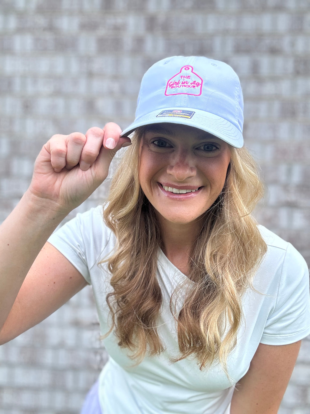 Girl In Ag Hat- Ear Tag White