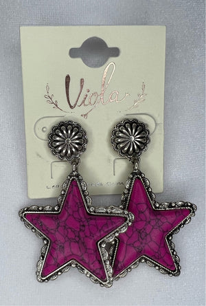 Pink Star Earrings