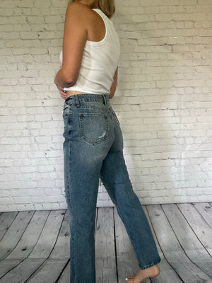 The Reba's - Distressed Straight Jeans